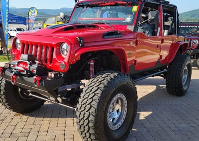 Red Jeep on display